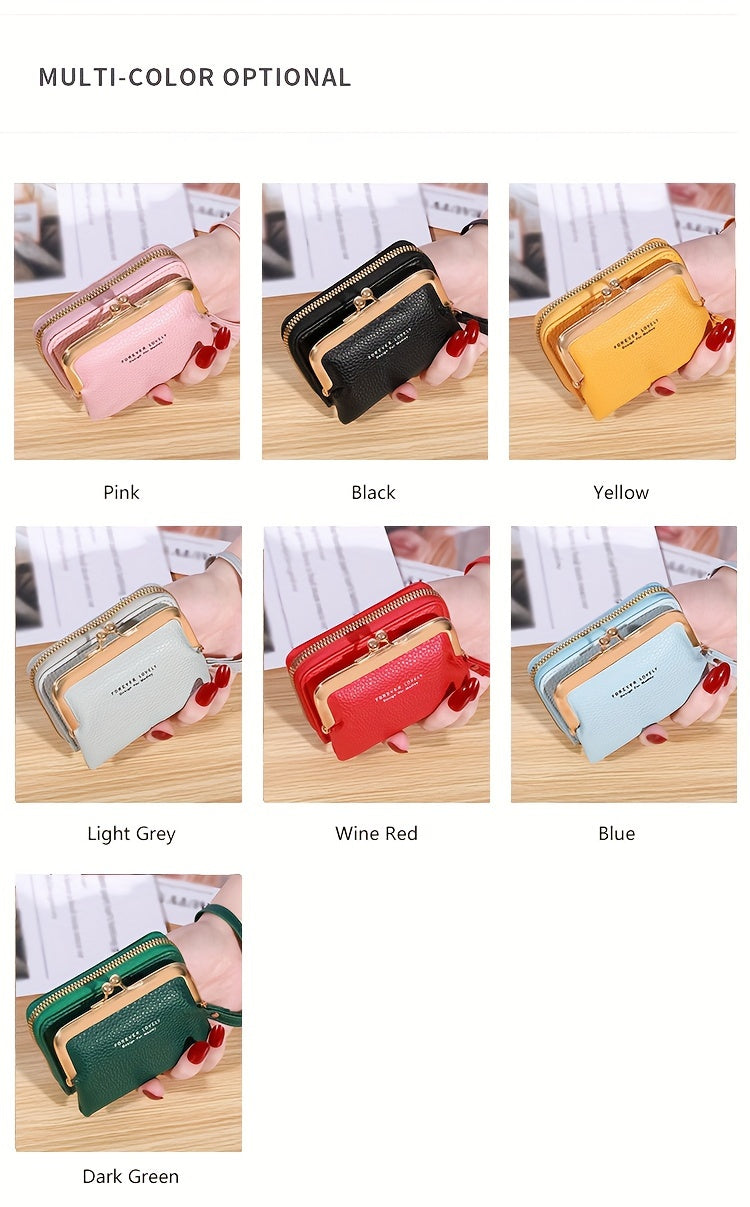 Small Credit Card Bag For Women, Multi Functional Kiss Lock Wallet, Fashion Zipper Coin Purse