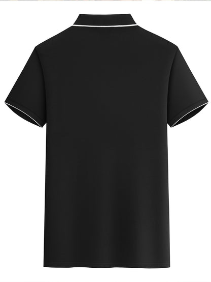 Y1013.46-30.48 cm Black, Navy Blue, Pink, And Beige, Featuring CKZM Graphic Prints, High-End Breathable Golf Shirts, Men'S Tops, Casual V-Neck T-Shirts for Men, Summer Short Sleeves, Men'S POLO Shirts, Men'S Clothing, with a - ayq