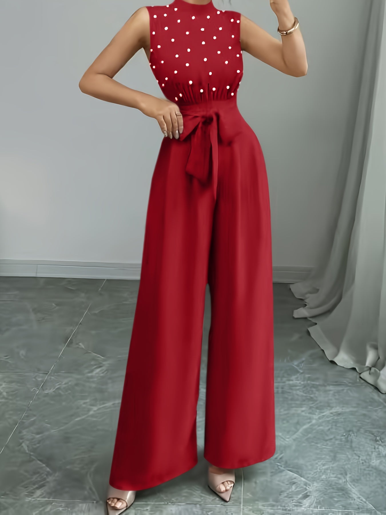 Sleeveless High-Neck Wide-Leg Jumpsuit