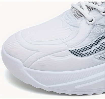 Men's Sneakers - Lightweight Cushioned Platform Sneakers with Lace-Up Closure, Non-Slip PVC Sole - Breathable Gym, Running, Casual Shoes in Grey/Black colorway - for Everyday  Light Hiking, Gym Shoes