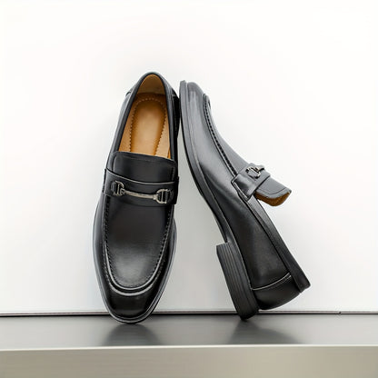 Men's Classic Metal Buckle Slip-On Loafers for All Seasons