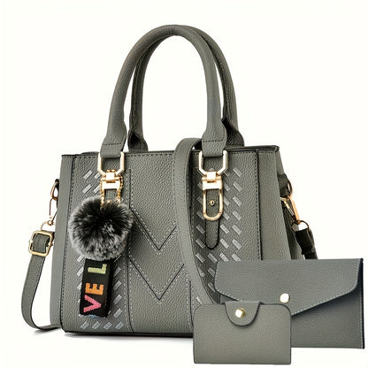 Women's Quilted PU Leather Crossbody Shoulder Bag - Black
