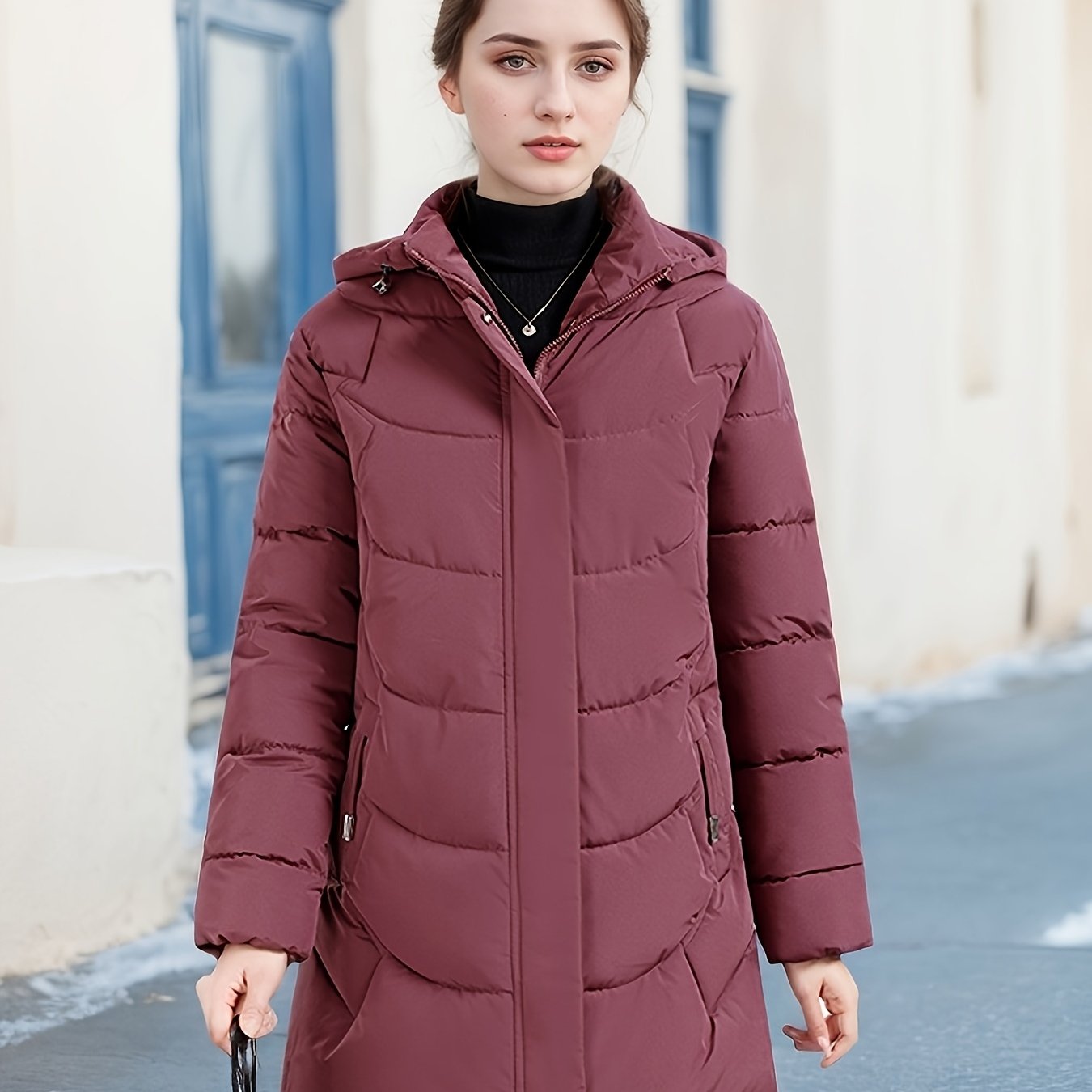 Women's Elegant Winter Jacket - Shearling-Like Bead-Like Button Closure Coat, Puffer-Free, Hand Washable Long Sleeve Outerwear for Cold Weather (Casual & Formal) - Black Jacket Without Belt/Hardware (Ready-to-Wear), Winter Ja