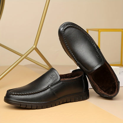Men's Fuzz-lined Loafer Shoes, Comfy Non-slip Slip On Shoes, Men's Footwear, Fall And Winter