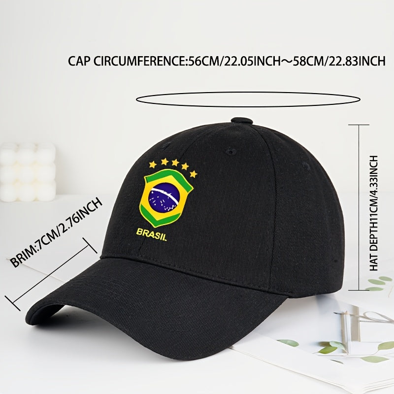 Lightweight BRASIL Printed Baseball Cap for Men, Adjustable Sports Hat