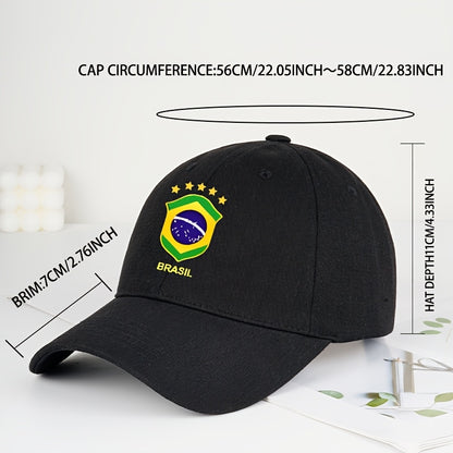 Lightweight BRASIL Printed Baseball Cap for Men, Adjustable Sports Hat