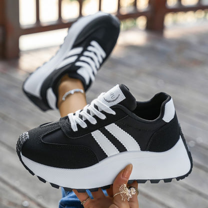Women's Casual Low-Top Platform Sneakers with PVC Sole