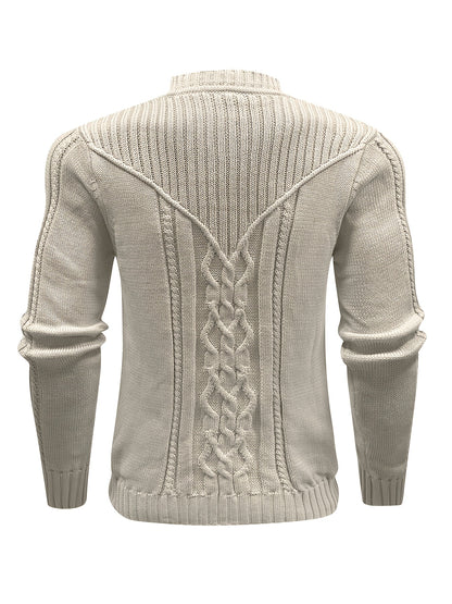 Fashion Knit Round Neck Sweater Pullover - Soft, Breathable, Medium Stretch, Long Sleeve, Casual Top for City Walks, Streets, Outings, Outdoor Activities - Perfect for Autumn and Winter
