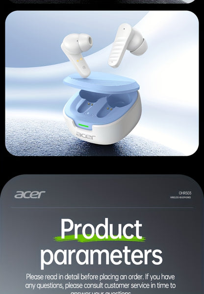 30h Wireless Earbuds Acer OHR503 Mini Sport Wireless Earbuds | Wireless Stereo, Long 30h Standby, Noise-Canceling, Comfortable Wear | Universal Fit, Latest Model, Touch Control