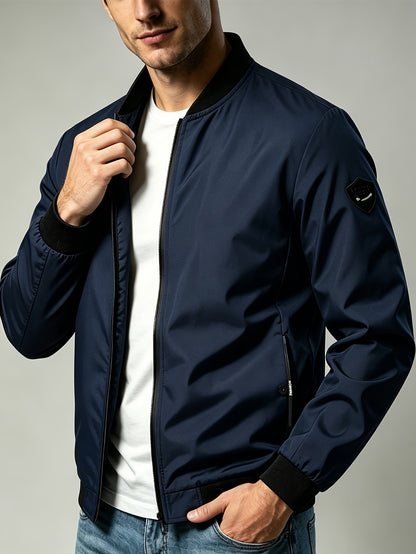Men's Lightweight Windproof Baseball Jacket for Spring and Fall
