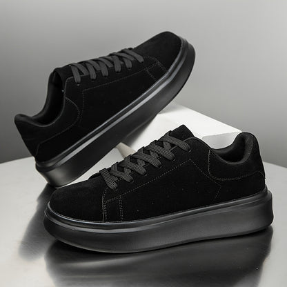 Men's Shoes, Unisex, Plus Size, Discounted Footwear, Versatile Black Skate Shoes, Fiber Fabric, Lightweight Casual Sneakers, Suitable for Outdoor Daily Commuting Activities - ayq
