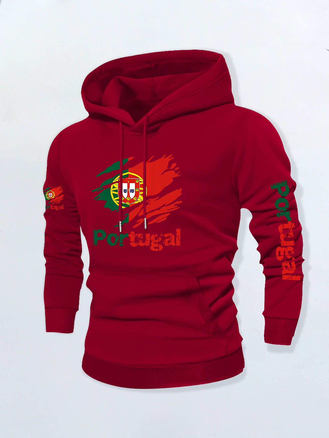Men’s Portuguese Flag Casual Hoodie with Kangaroo Pocket