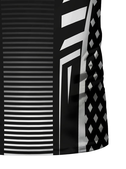 Geometric print high stretch skinny fit short sleeve crew neck T-shirt, quick-drying sports top for summer fitness, training and gym wear