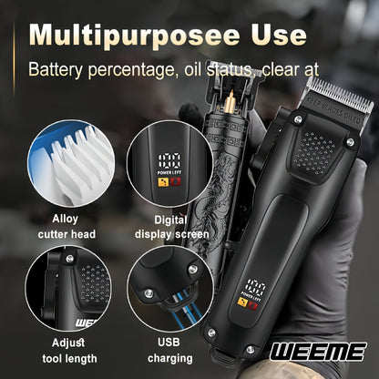 WEEME 2pcs/3pcs Grooming Kit Electric Hair Clipper + Beard Trimmer + Shaver + Nose Hair Trimmer, USB Rechargeable with LCD Display | Perfect Gift for Dad, Husband, Boyfriend (Father's Day/Birthday) - ayq