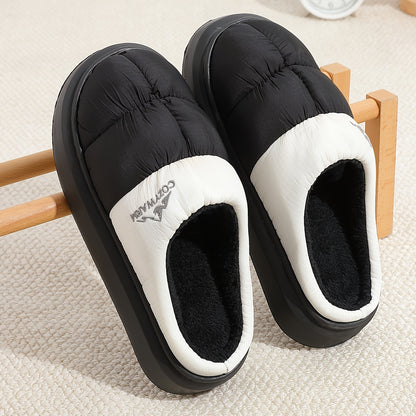 Men's Soft Plush Slip-On Slippers with Thick Sole for Winter