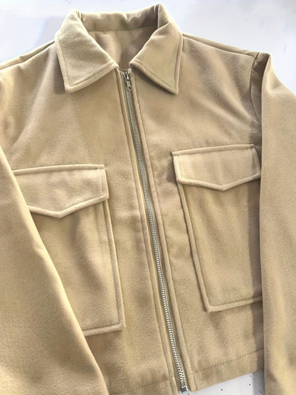 Women's Solid Full-Zip Winter Jacket with Structured Collar