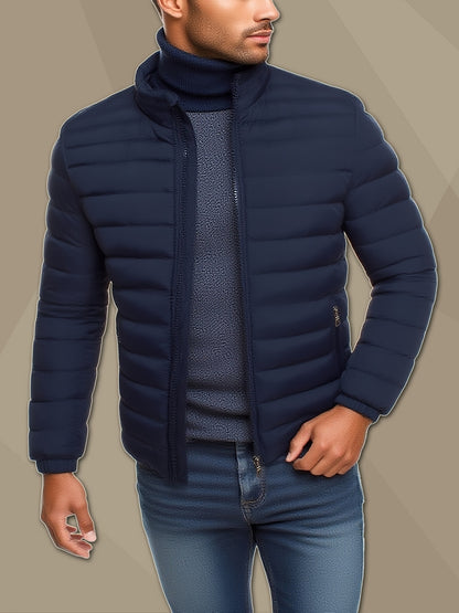 Men's Lightweight Stand Collar Winter Jacket - Casual Loose Fit