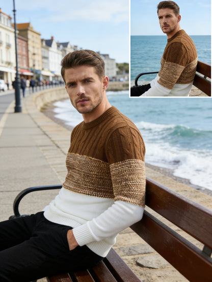 Men's Color Block Patchwork Round Neck Casual Fabric Pullover