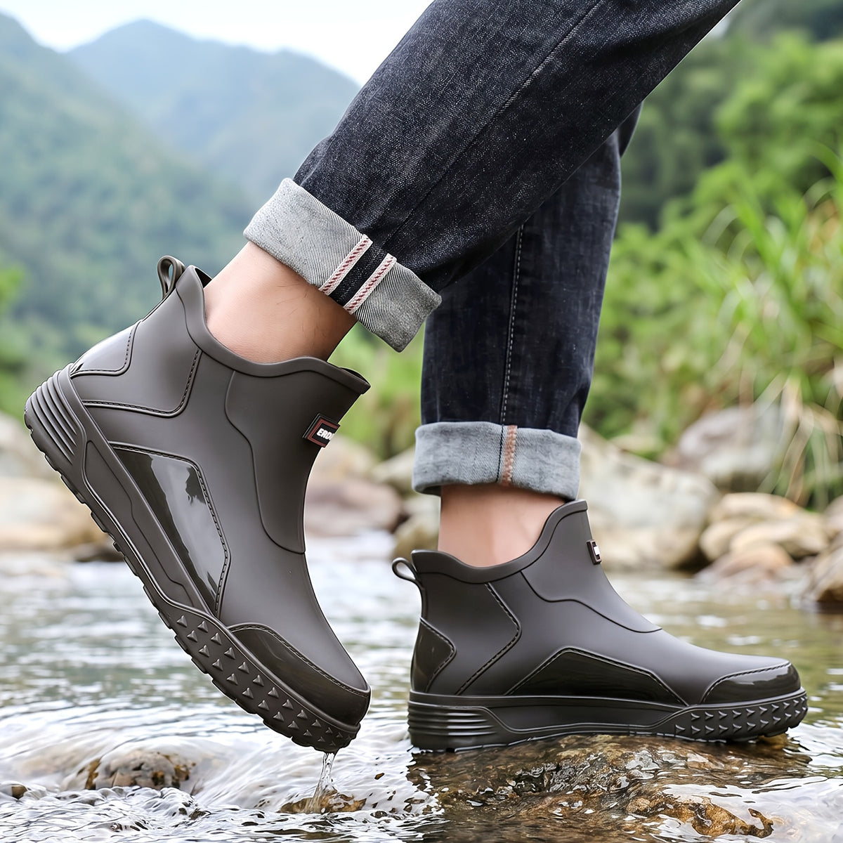 Unisex Gray Ankle Rain Boots | Lightweight All-Season Comfort