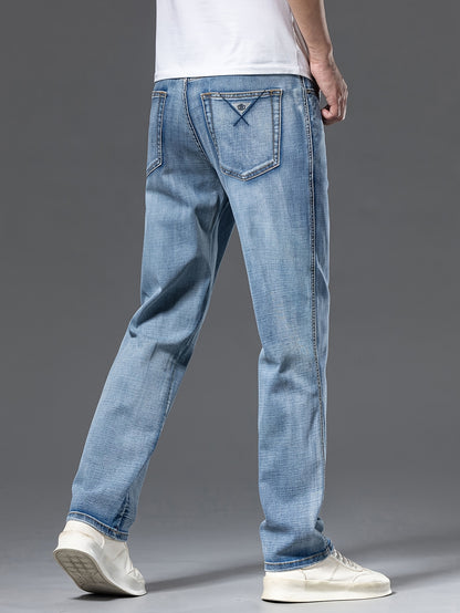 Geng Yuanshi High-End Summer Men's Jeans New Trend Fashion Straight-Leg Light Business Stretch Denim Pants