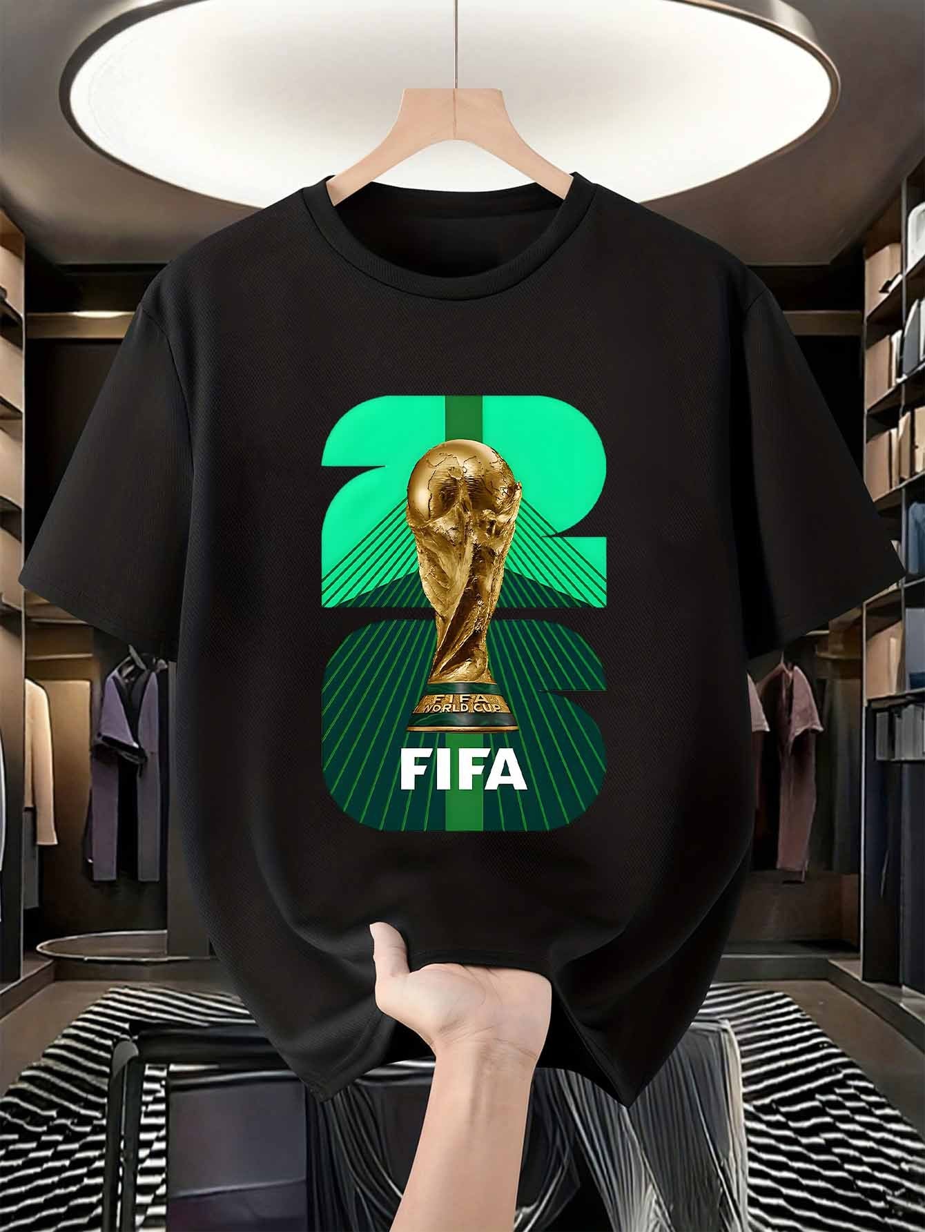 Men's FIFA 2026 Trophy Graphic Mesh T-Shirt - Breathable Summer Tee
