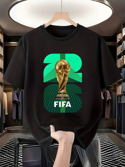 Men's FIFA 2026 Trophy Graphic Mesh T-Shirt - Breathable Summer Tee