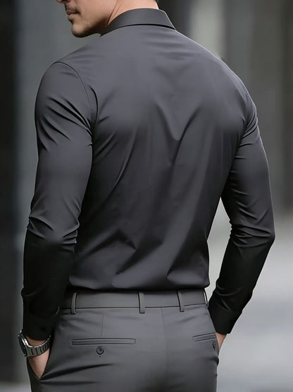 Men's Casual Long Sleeve Business Shirt for Spring and Fall