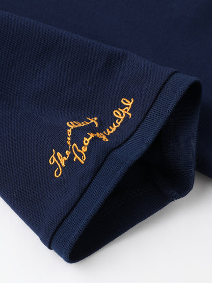 Men's Turn- Collar 95% Cotton 5 Spandex Embroidered T-Sshirt Short Sleeve Comfortable Breathability - ayq