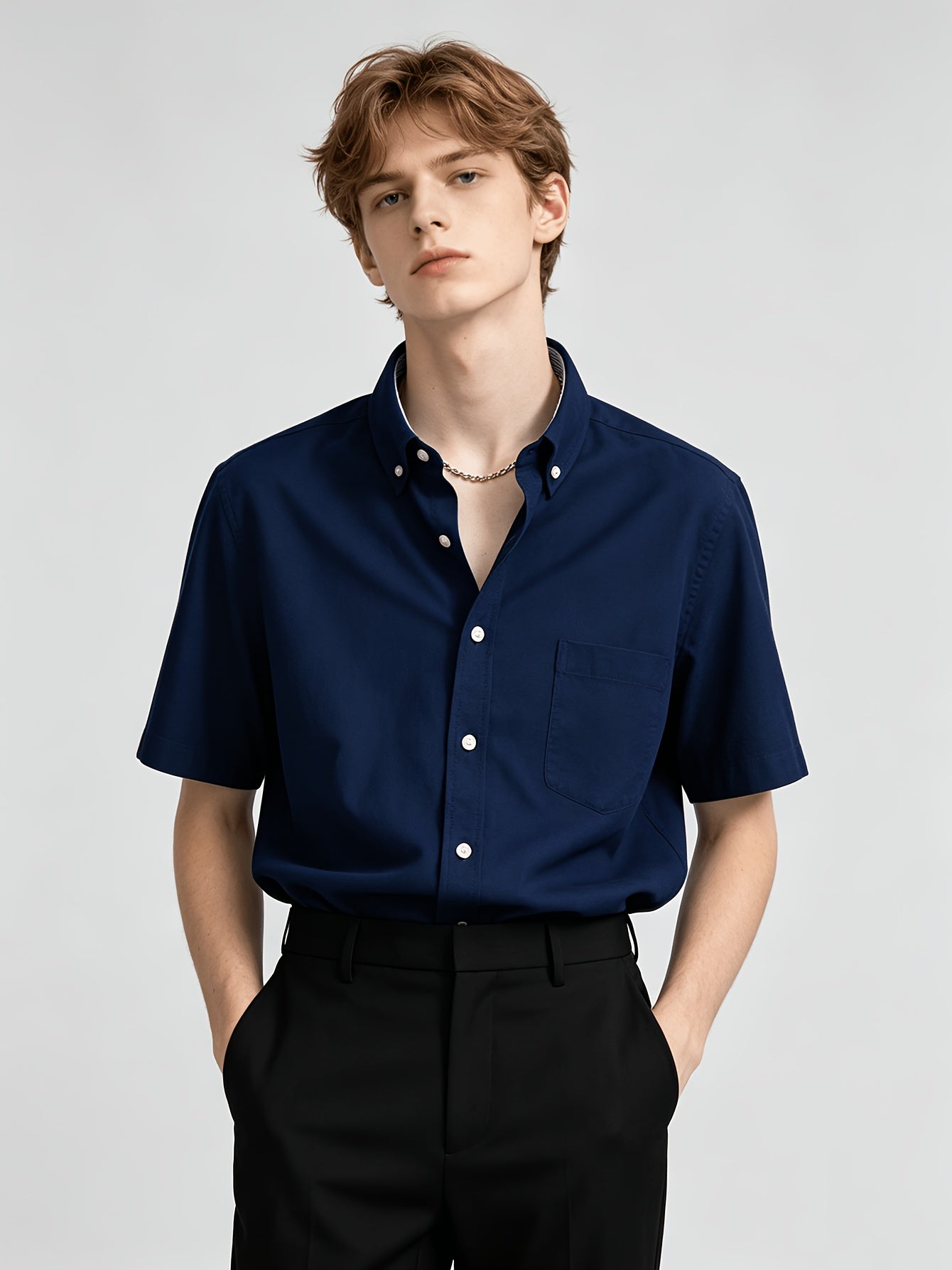 Teen Boys Short Sleeve Button-Down Oxford Shirt Casual Summer