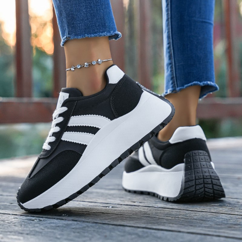 Women's Casual Low-Top Platform Sneakers with PVC Sole