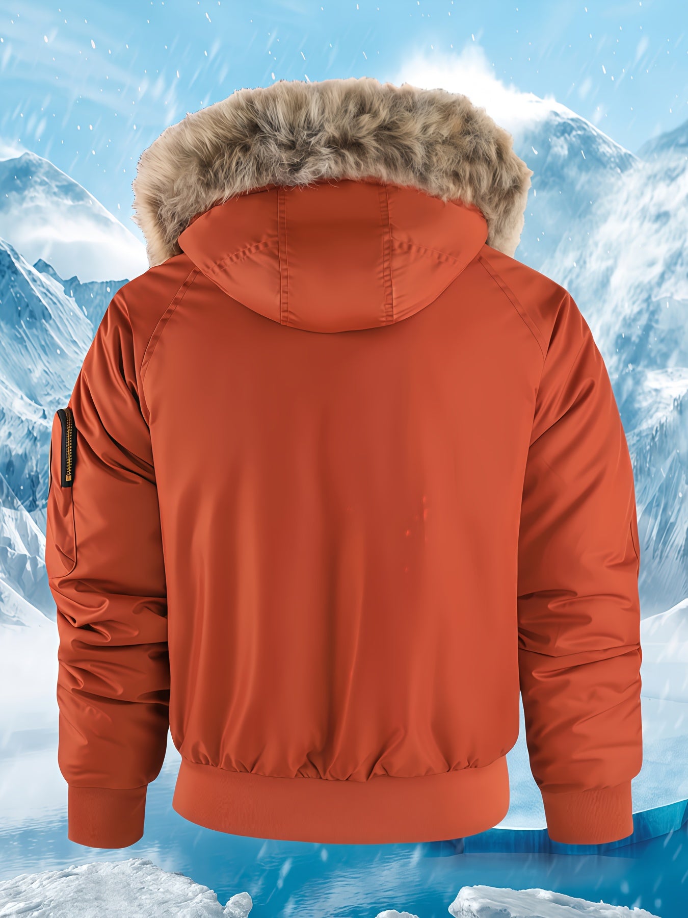 Men's Winter Coat - New Warm Hooded Jacket with Golden Print Accents, Loose Fit Casual Outerwear for Cold Weather, Machine Washable, Thick Comfort Plush Lining