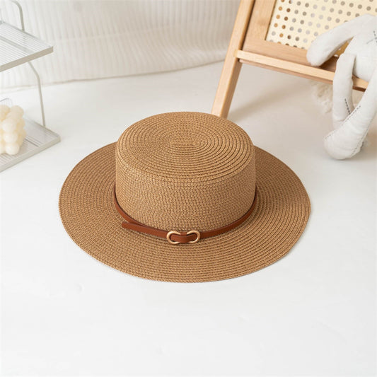 Women’s Summer Straw Sun Hat with Flat Brim and Bowknot - ayq