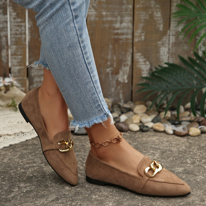 Women's Pointed Toe Slip-On Penny Loafers - Lightweight Fabric Flats