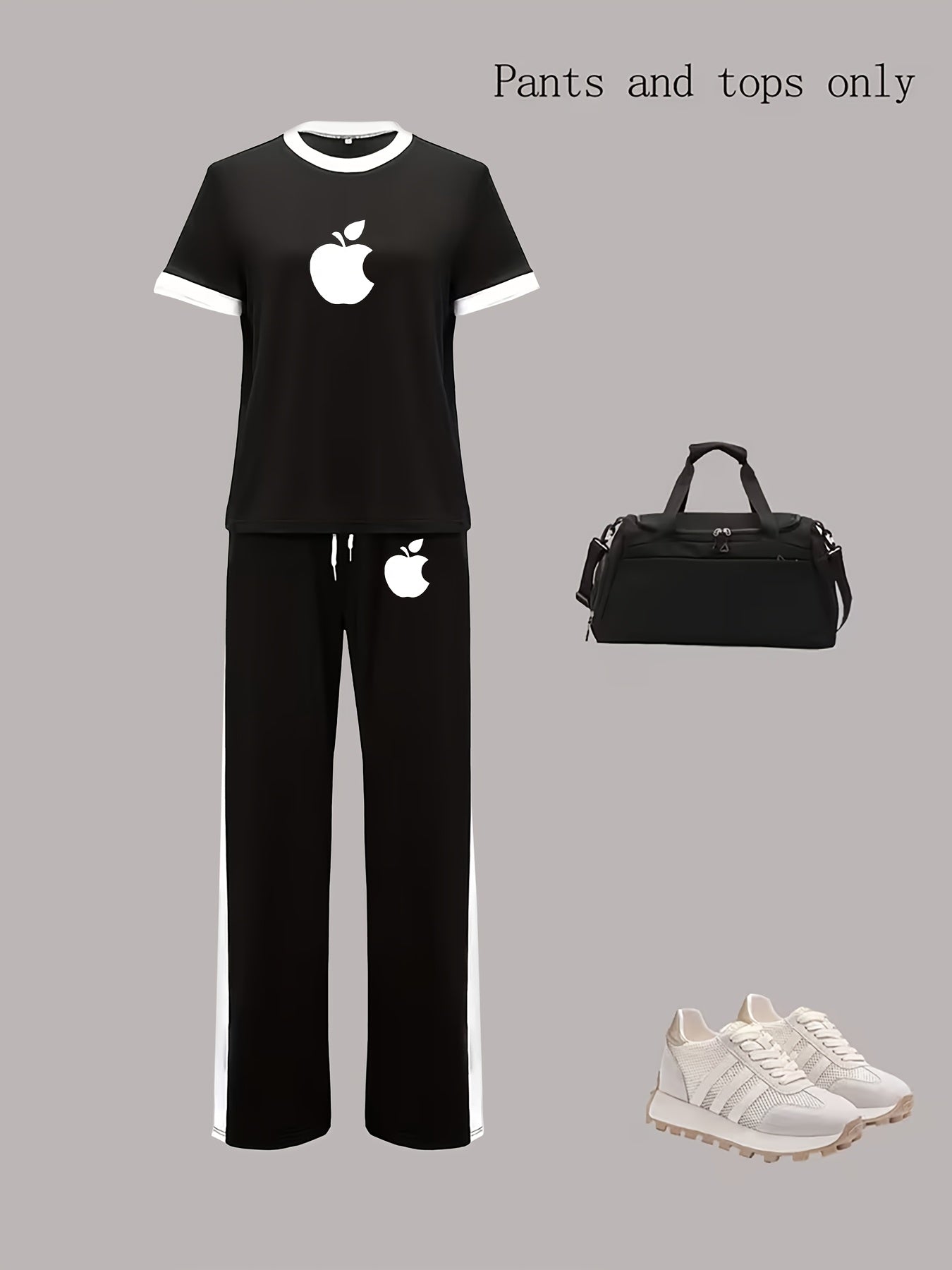 Women's Casual 2-Piece Spring/Summer Set with Short Sleeve Top & Wide-