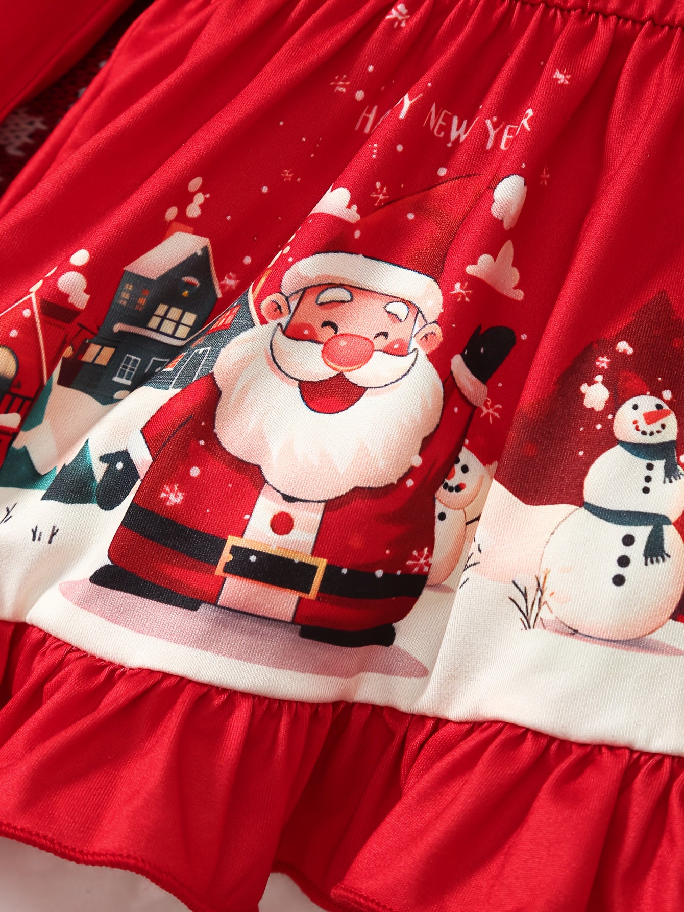 2pcs Girls' Long Sleeve Christmas Santa Claus Letter Print Irregular Skirt + Pants Set, Holiday Outfit, Seasonal Clothing, Festive Design, Elegant Style, Quality Stitching, Comfortable Fit, Twopiece Outfit, Matching Set, Holi