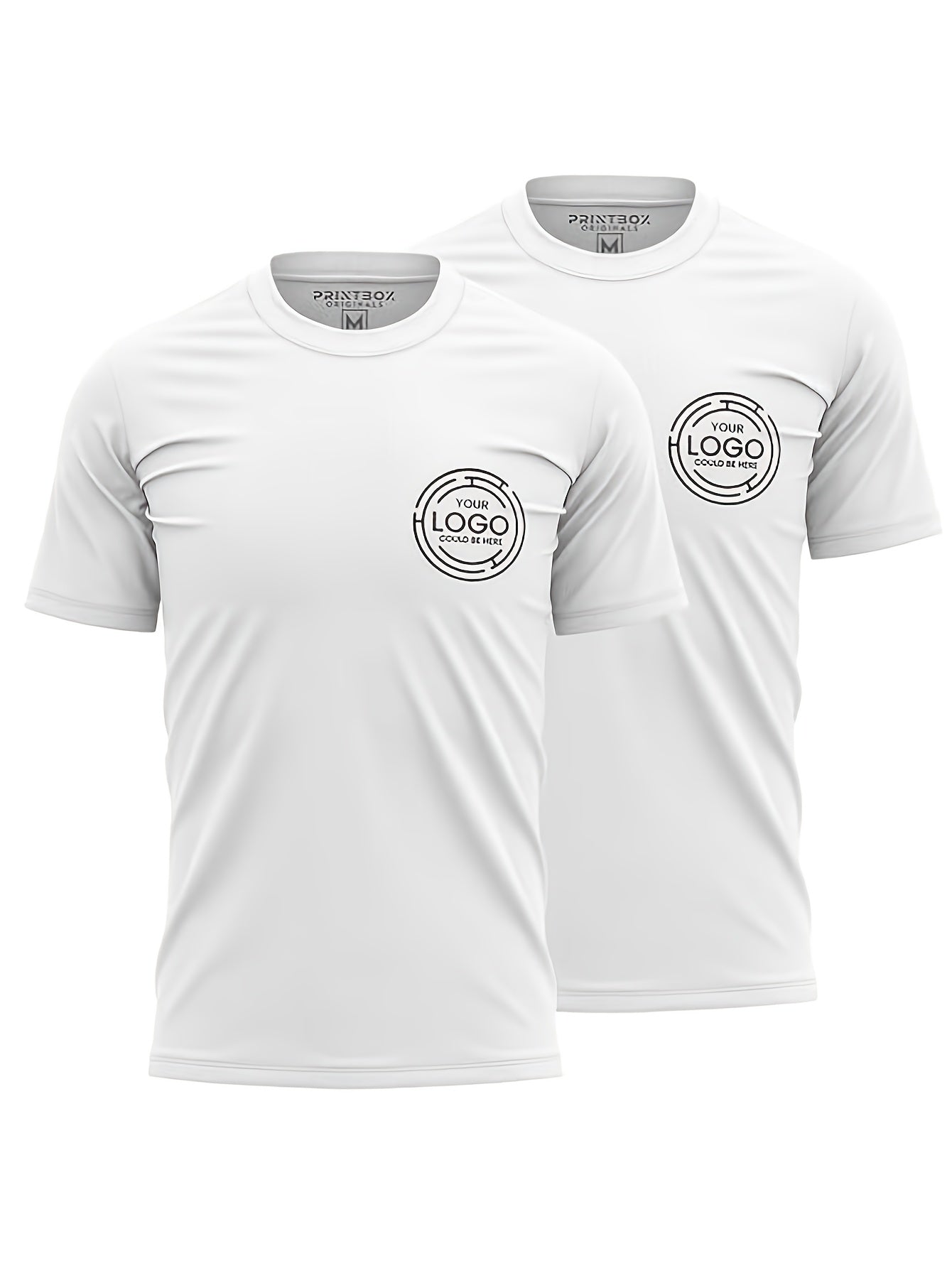 2pcs Men's Quick-Dry T-Shirts - Moisture-Wicking Breathable Gym Shirts with Custom Logo Print, Regular Fit Round Neck for Workout  Casual Wear, Workout Shirts, Durable Sportswear