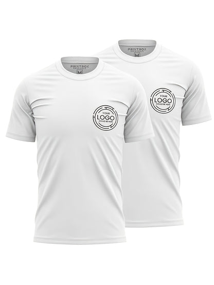 2pcs Men's Quick-Dry T-Shirts - Moisture-Wicking Breathable Gym Shirts with Custom Logo Print, Regular Fit Round Neck for Workout  Casual Wear, Workout Shirts, Durable Sportswear