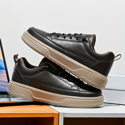 Men's Shoes, Business Casual Low-Top Sneakers for Men - Solid Color Versatile Casual Thick-Soled Lace-Up Shoes, Daily Fashion Simple Trendy Men's Shoes