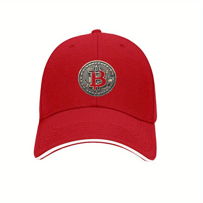 [Adventure Ready] Adjustable Bitcoin Logo Baseball Cap - Lightweight, Soft Polyester Dad Hat with White Accents, Ideal for Outdoor Activities, Fit, Outdoor Headwear | Sleek Cap Design | Durable Headgear