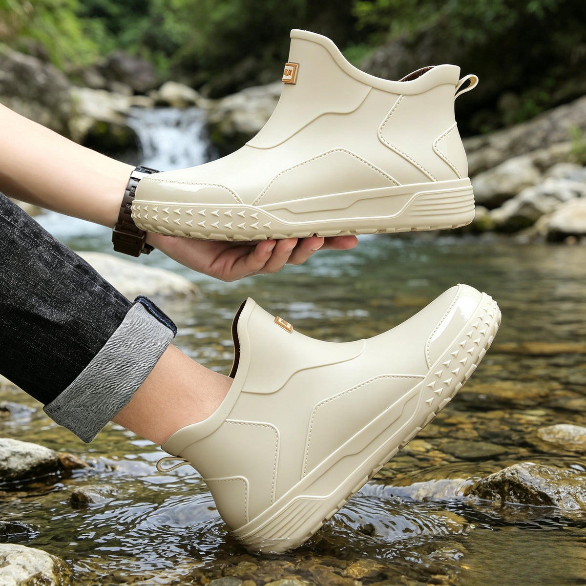 Unisex Low-Top Waterproof Rubber Rain Boots for All Seasons