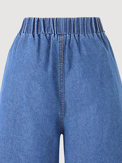 Girls' Casual Cotton Denim Two-Piece Set, Loose Fit Spring Summer