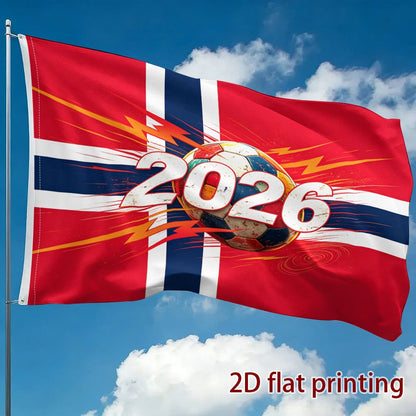 Norwegian 2026 Football Fan Banner - Single-Sided Polyester