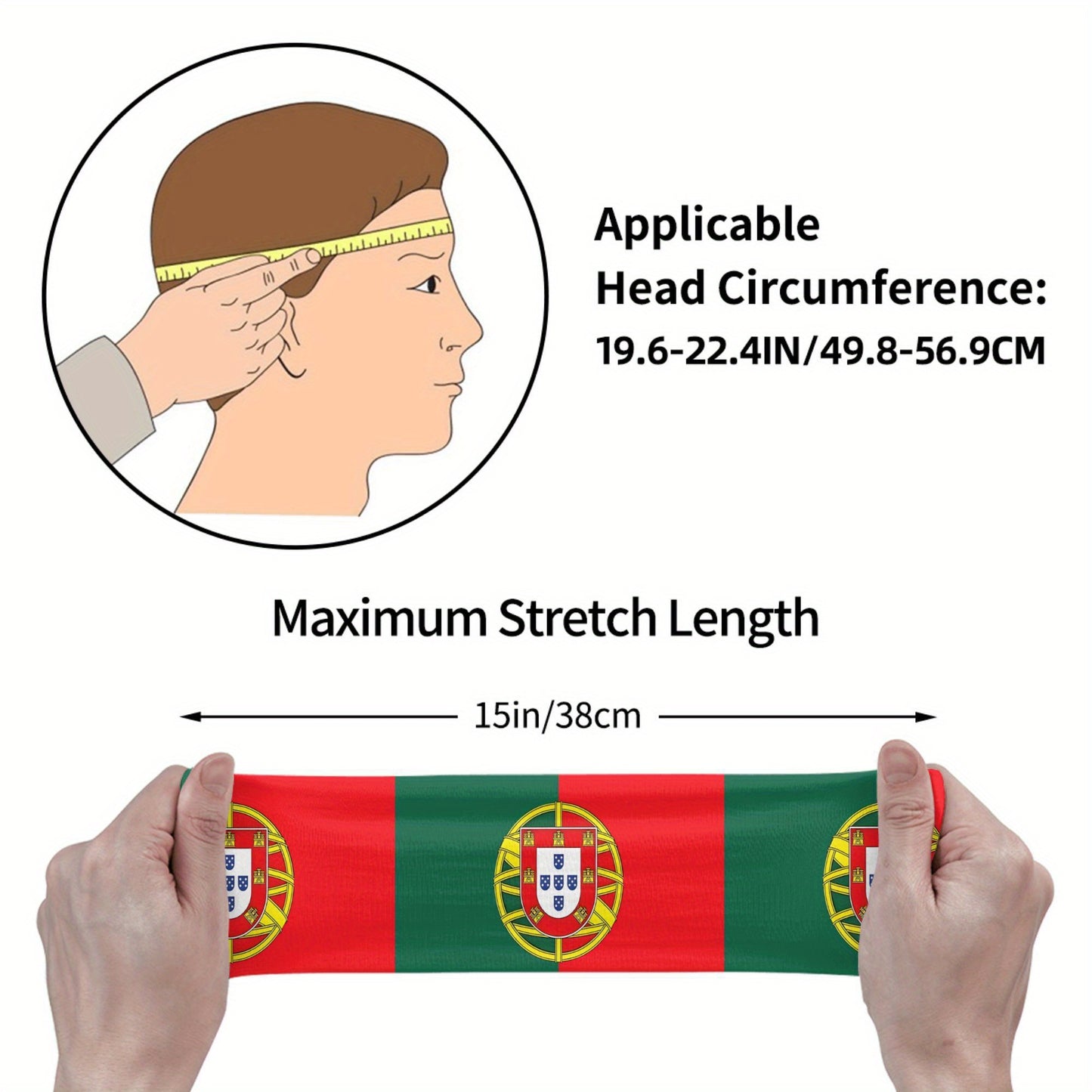Portugal Flag Sports Headband - Polyester Geometric Design