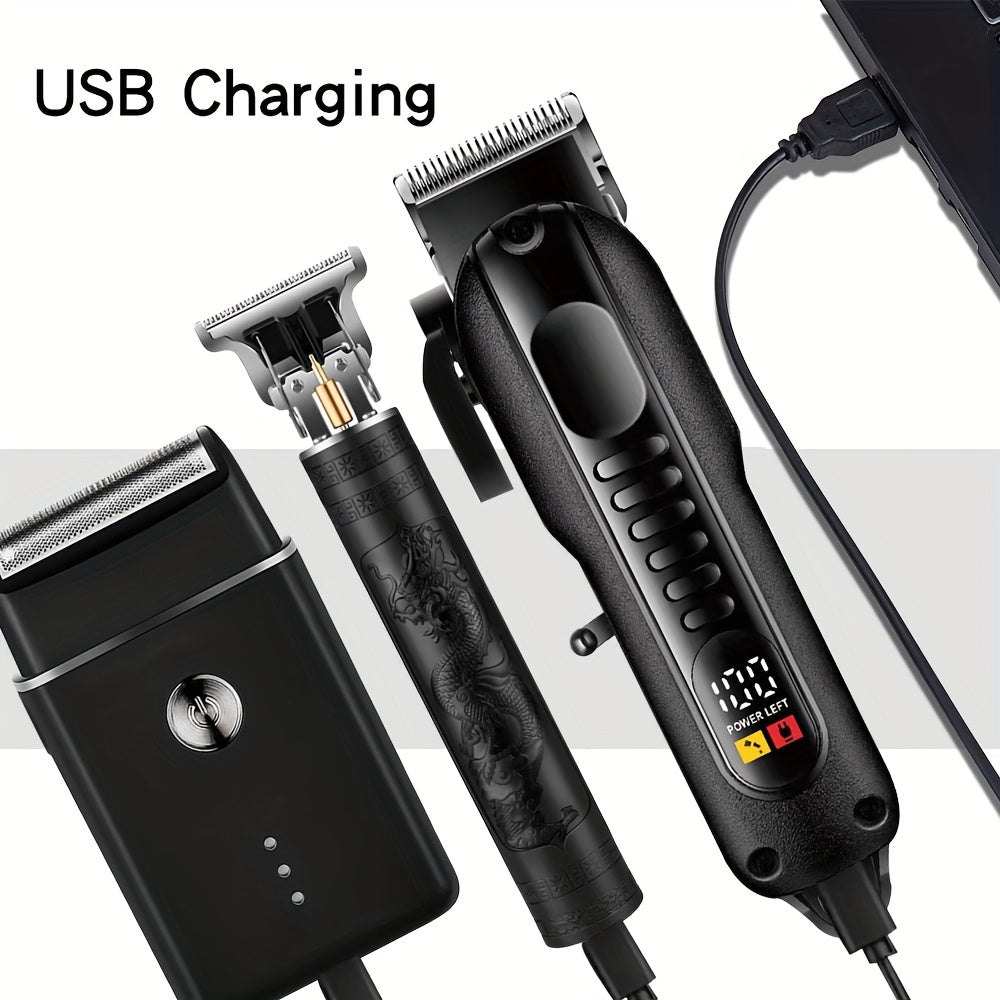 2pcs/3pcs Professional Men'S Hair Clipper - Cordless and USB Rechargeable Beard Trimmer with Limit Comb, Ideal for Haircutting and Beauty, Barber Clippers, Grooming Essentials, Sleek Design, Durable Construction, Personal Car - ayq