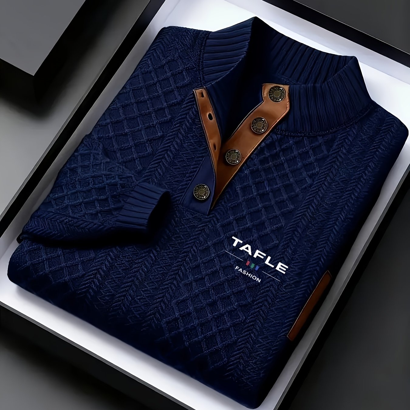 Milan High-Quality New Luxury Men'S Stand-Up Collar Jacquard Knitted Sweater, Casual Long-Sleeve Jacquard Golf Shirt