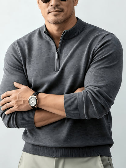 Men's Fall/Winter Half-Zip Stand Collar Knit Pullover Sweater