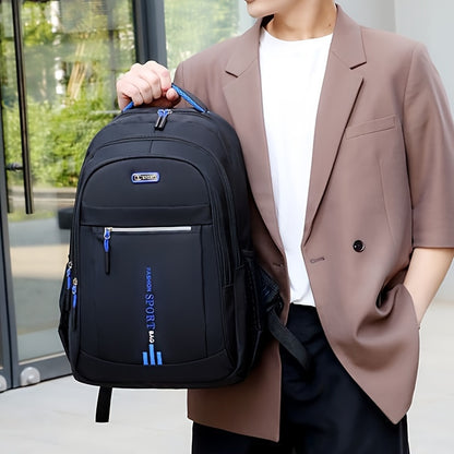 Unisex Large Capacity Travel Backpack - Durable Nylon Laptop Bag with Multiple Compartments, Business  Casual Style, Black with Green Accents, 60.96cm x 40.64cm x 8, Backpack for Travel