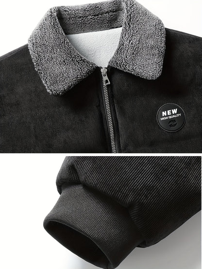 Men'S Heavyweight Winter Coat - Thick Insulated Jacket with Zipper Closure, Formal & Casual Outerwear for Cold Weather, Travel, Everyday - Black/Tan, Polyester Lining, Non-Stretch Fabric, Travel Clothing, Classic Design, Dura