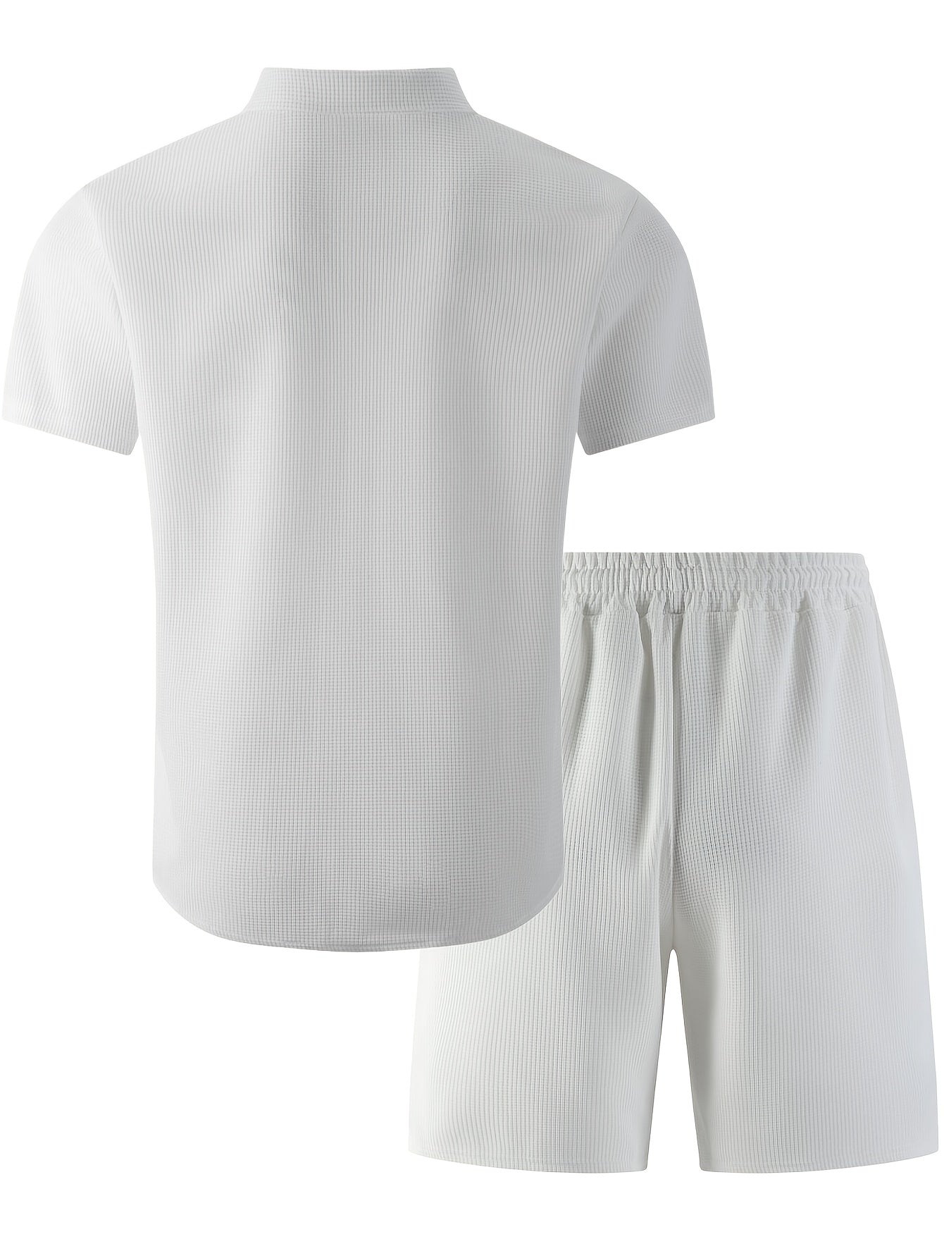 Men's Casual 3-Piece Set: Waffle Knit Shirt, Shorts & Pants