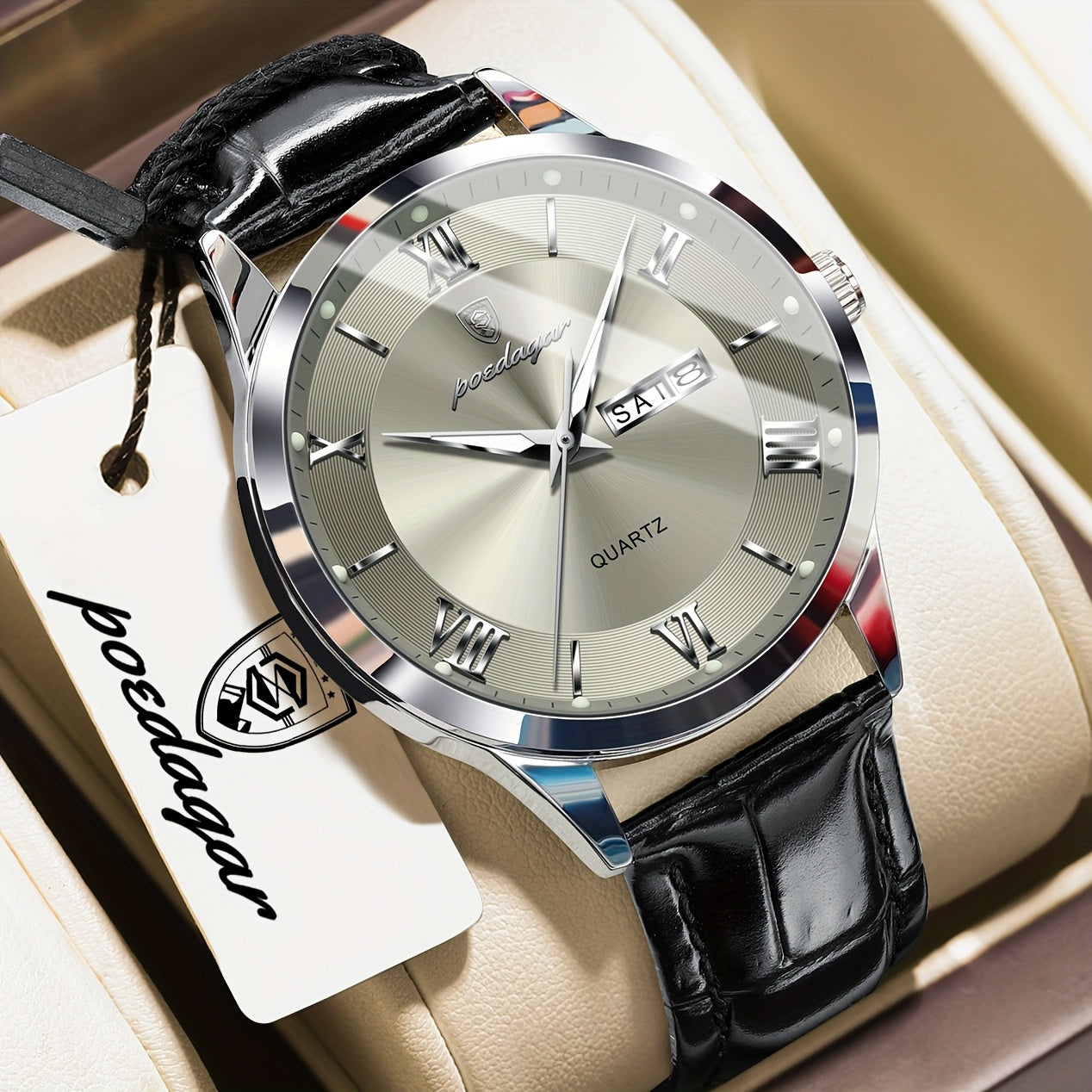 Men's Casual Quartz Watch with Luminous Dial & Date